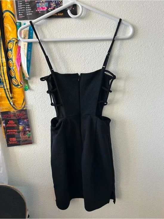 Beginning Boutique Black Spaghetti-Strap Mini Dress - Picture 3 of 3